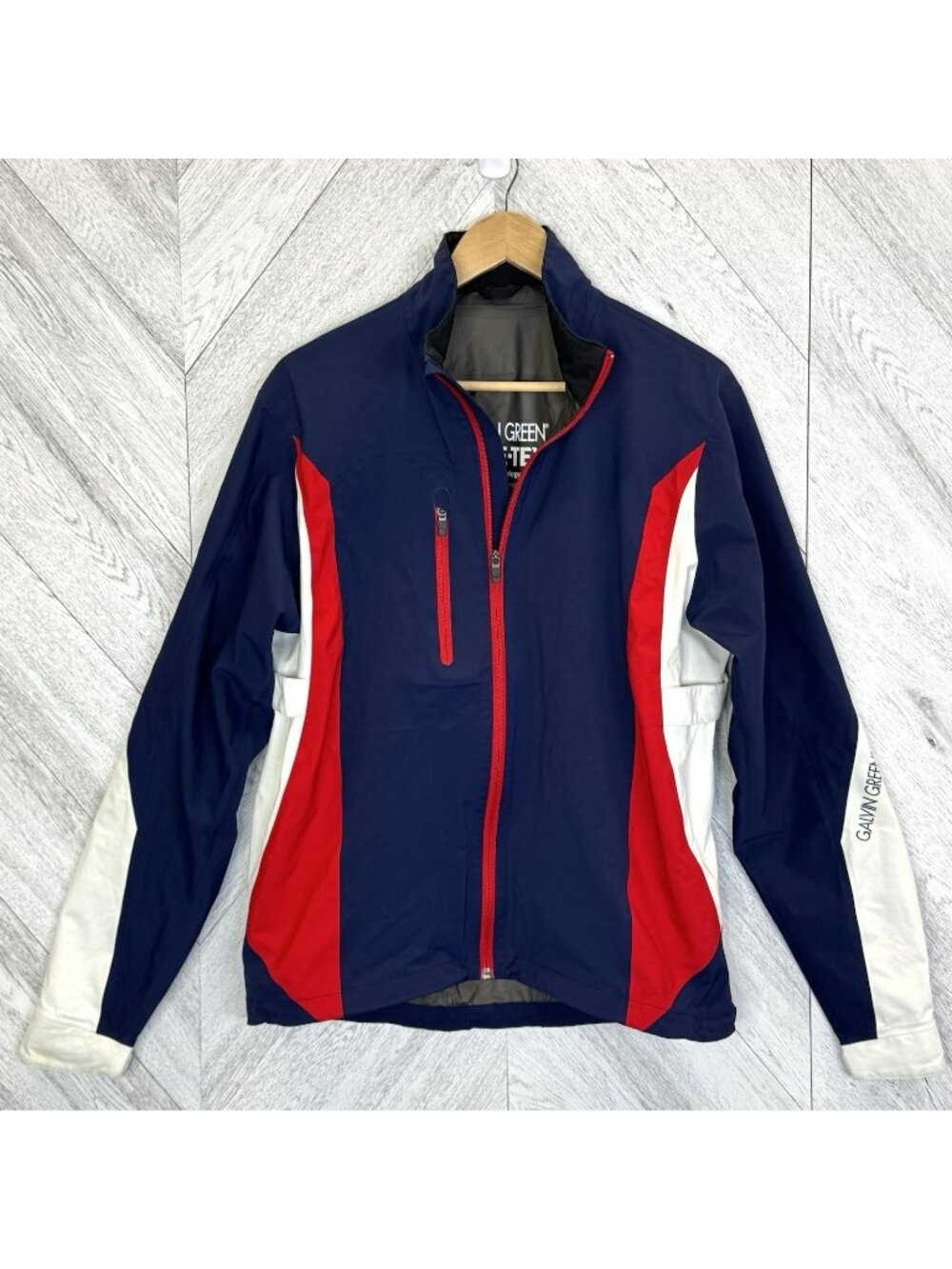 Galvin Green Gore-Tex Paclite Golf Jacket Red White Blue Full Zip Mens Medium M